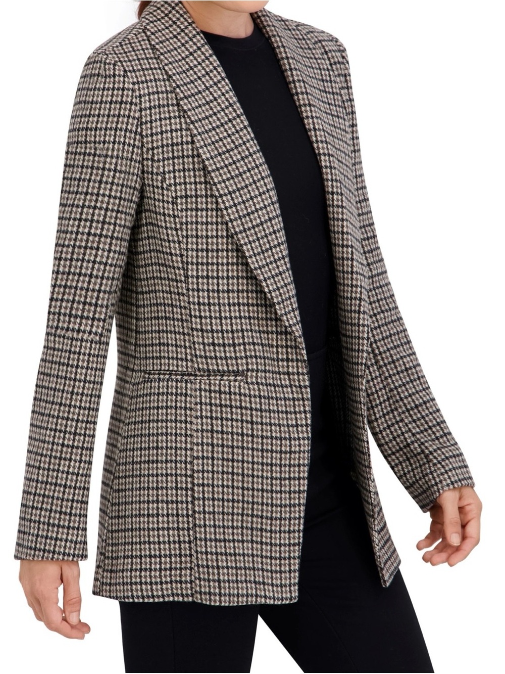 J. Crew Plaid Shawl Collar Blazer in Black and Tan Cotton Size 36S